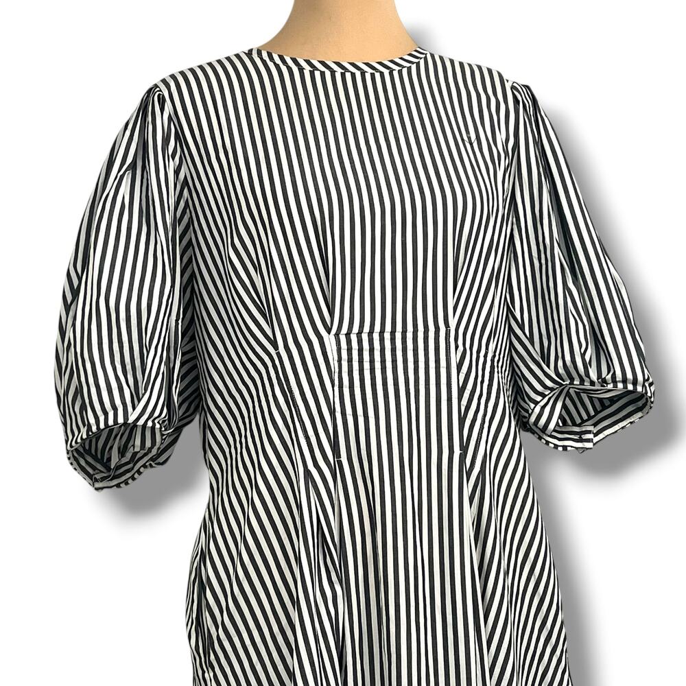 WHO WHAT WEAR  100% Cotton Gray Stripe Maxi Dress L  GardenParty Brunch - Picture 3 of 8